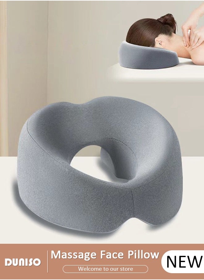 Massage Face Pillow, Ergonomic Memory Office Nap Pillow, High Rebound Face Down Pillow for Sleeping, Face Rest Neck Head Cushion for Spa Salon Travel