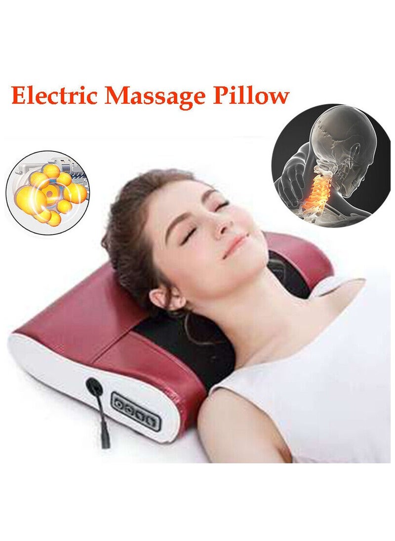 Massage Pillow Multifunctional Back Massager With Hot Compress Adjustable Speed Electric 8 Massage Heads EVA Material PU Leather Automatic Timer Home and Car Use