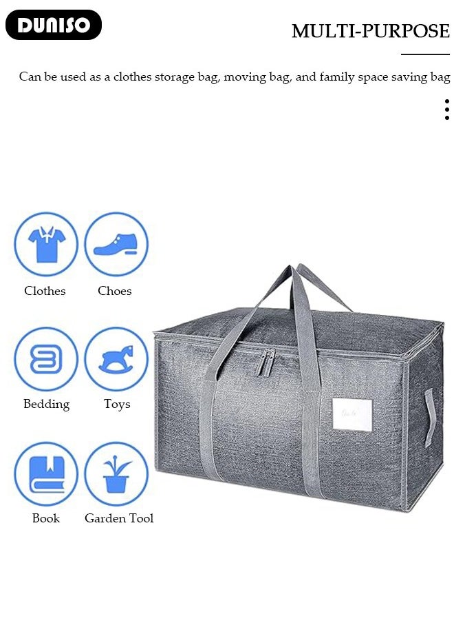 3 Pack Large Moving Bags, Waterproof Clothes Storage Bags with Tag Port Large Storage Bag with Zippers and Reinforced Carrying Handles,Foldable Packing Bags for Clothes Storage Moving Travelling Camping Garden Tools Moving Totes