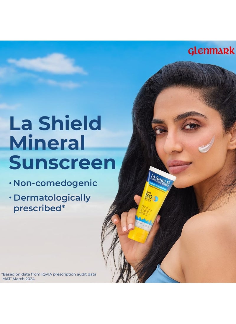 La Shield Pollution Protect SPF 50 Mineral Sunscreen Gel | PA+++ | Lightweight & Oil free | Moisture boost formula | Water resistant| All Skin types |Dermatologist Tested | 50g