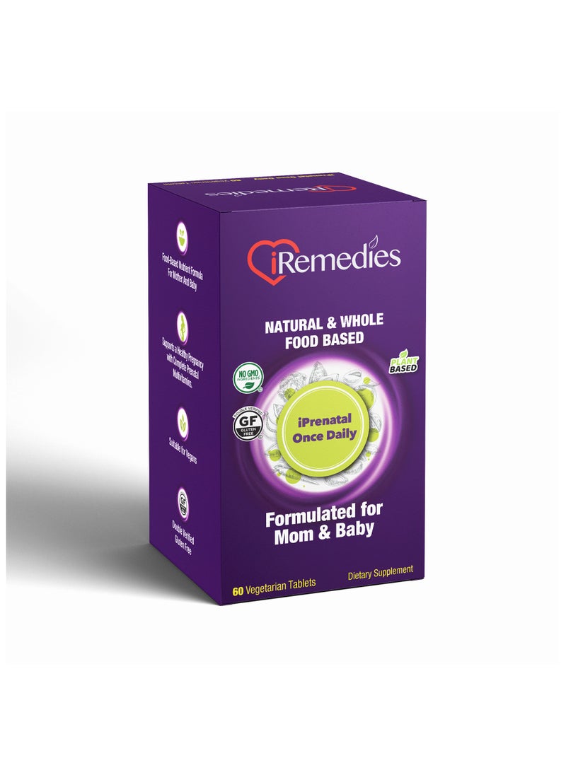 iRemedies iPrenatal Once Daily - Comprehensive Prenatal Multivitamin for Mom and Baby - 60 Tablets