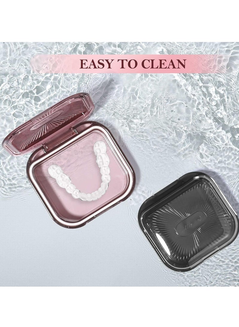 Set of 3 Denture Bath Box Denture Cup Case, Mouth Guards Container,Partial Denture Soak Container