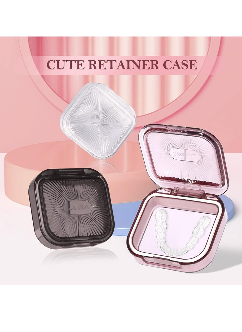 Set of 3 Denture Bath Box Denture Cup Case, Mouth Guards Container,Partial Denture Soak Container