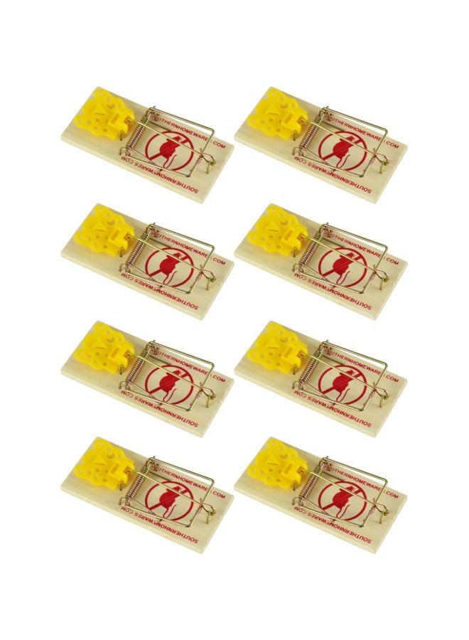 8-Piece Wooden Rat Trap With Expanded Cheese Shaped Trigger Beige/Yellow/Red