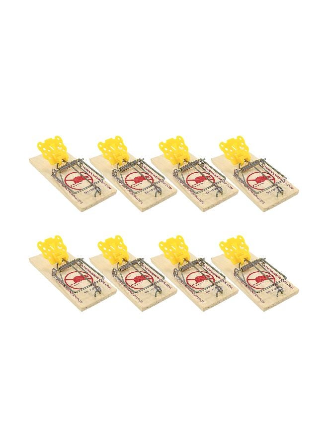 8-Piece Wooden Rat Trap With Expanded Cheese Shaped Trigger Beige/Yellow/Red