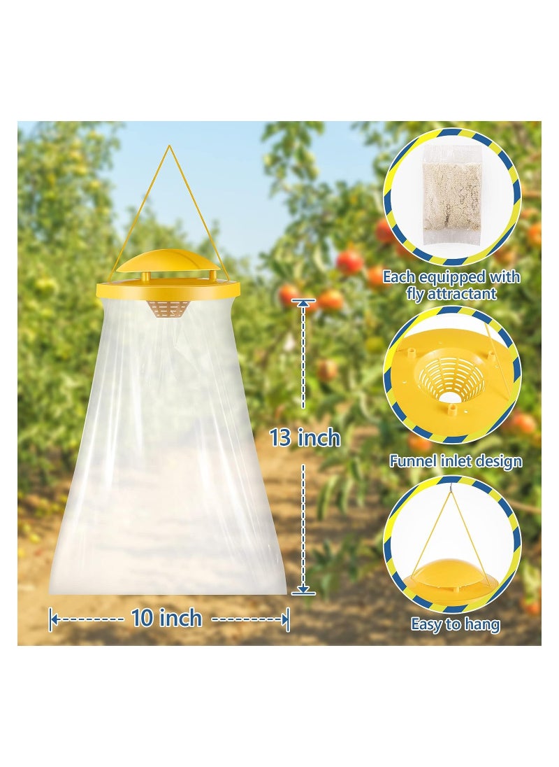 Disposable Hanging Fly Trap Bag, 4 Pack Large Non-toxic Fly Traps Outdoor, Hanging Catcher Cage Net Fly Wasp Killer Insect Bug Killer, Great for Outdoor Garden, Farm, Horse Barn