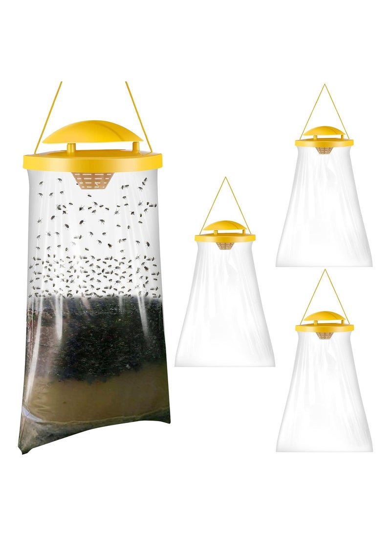 Disposable Hanging Fly Trap Bag 4 Pack Large Non-Toxic Fly Traps Outdoor Hanging Catcher Cage Net Fly Wasp Killer Insect Bug Killer Great For Outdoor Garden Farm Horse Barn