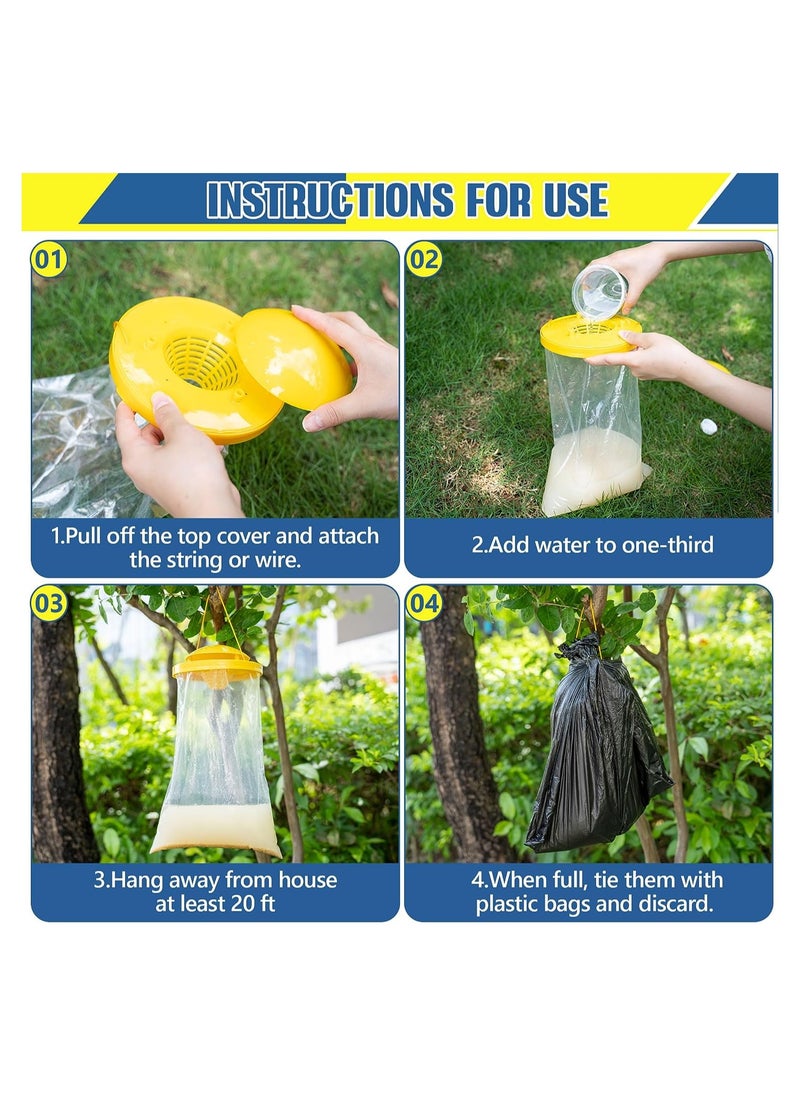 Disposable Hanging Fly Trap Bag 4 Pack Large Non-Toxic Fly Traps Outdoor Hanging Catcher Cage Net Fly Wasp Killer Insect Bug Killer Great For Outdoor Garden Farm Horse Barn