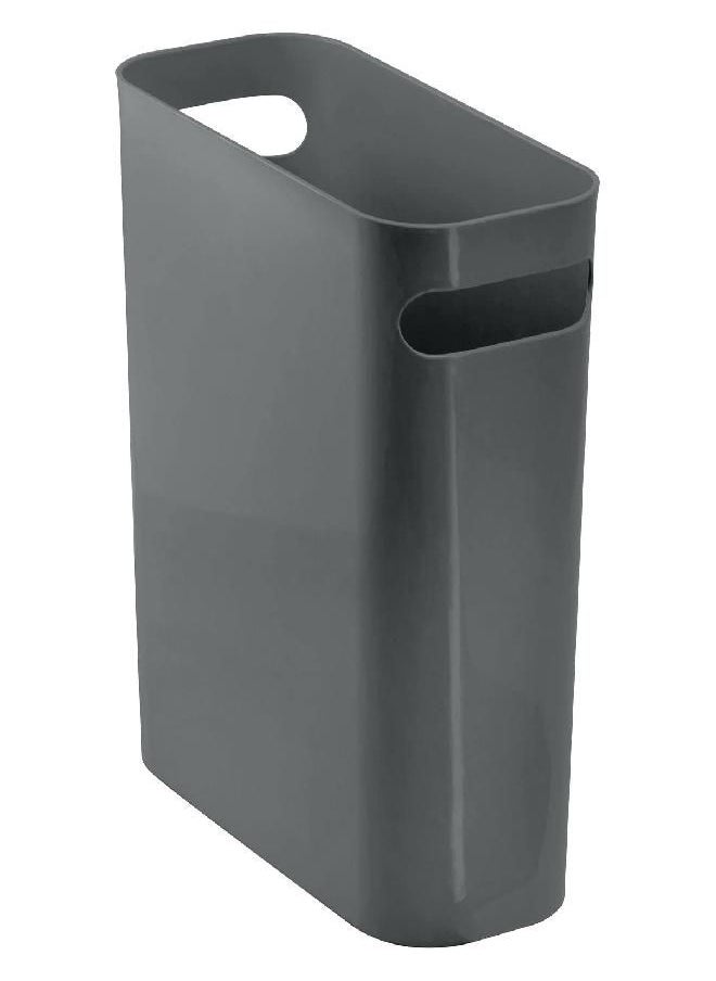 mDesign Plastic Small Trash Can, 1.5 Gallon/5.7-Liter Wastebasket, Narrow Garbage Bin with Handles for Bathroom, Laundry, Home Office - Holds Waste, Recycling, 10