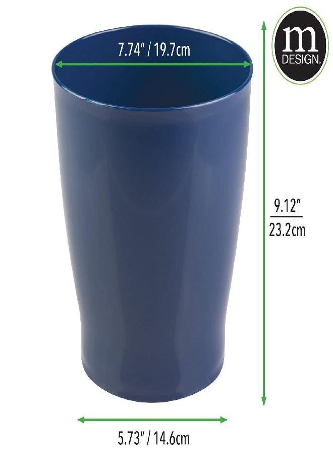 mDesign Round Plastic Bathroom Garbage Can, 1.25 Gallon Wastebasket, Garbage Bin, Trash Can for Bathroom, Bedroom, and Kids Room - Small Bathroom Trash Can - Fyfe Collection - Navy Blue