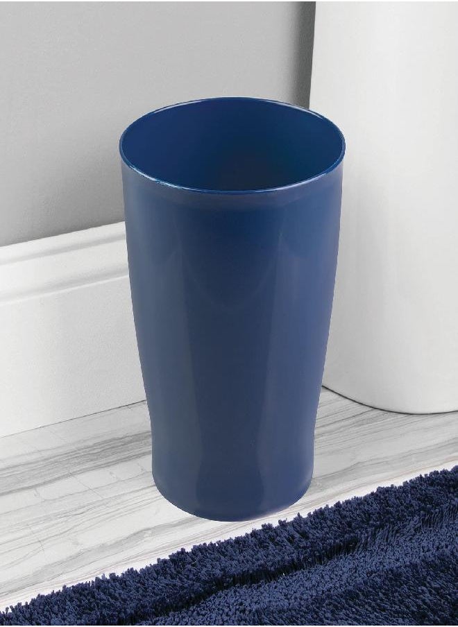 mDesign Round Plastic Bathroom Garbage Can, 1.25 Gallon Wastebasket, Garbage Bin, Trash Can for Bathroom, Bedroom, and Kids Room - Small Bathroom Trash Can - Fyfe Collection - Navy Blue