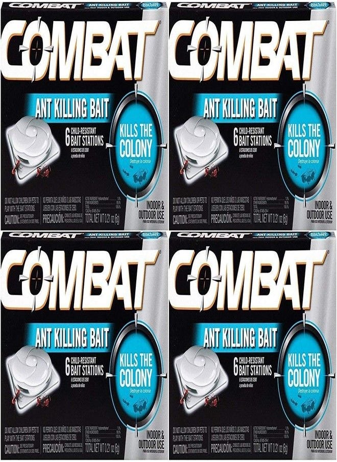 Combat 023400459018 Ant Killing Bait Stations, 6 Count (Pack of 4)