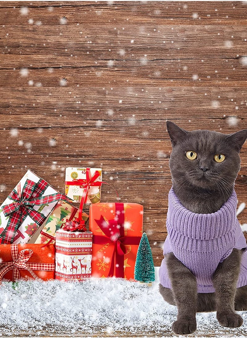 Cats Knitted Sweaters Turtleneck Knitted Sleeveless Cat Clothes Warm Winter Kitten Clothes Outfits for Cats or Small Dogs in Cold Season Purple S