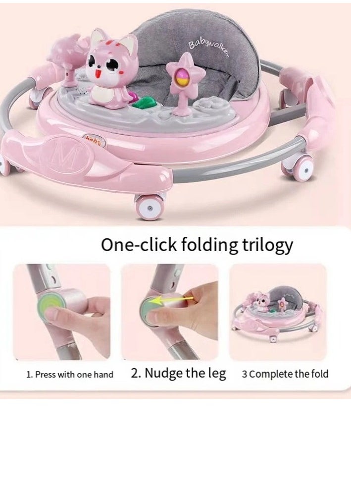 Baby Walkers Baby Anti-O-leg Walker Multi-function Anti-rollover Folding Walker 1-3 Years Old Baby Learn Start 6 Gear Adjustment