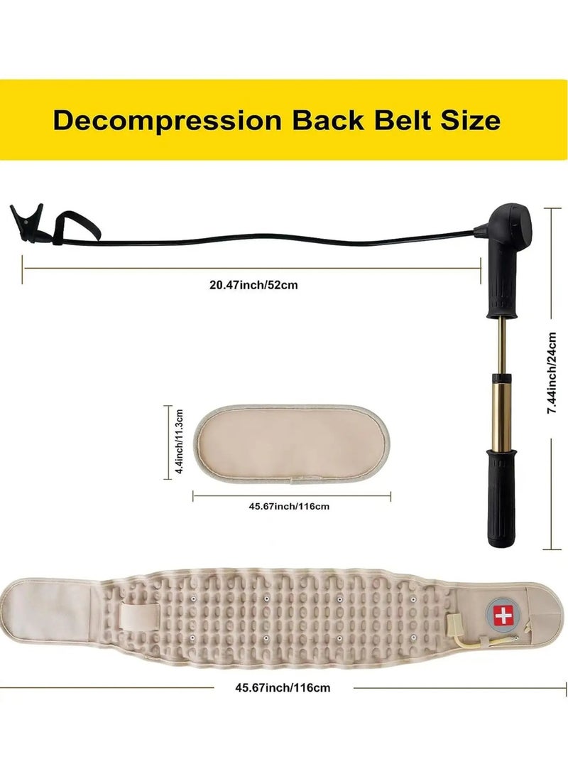 Back Decompression Belt Back Support Belt Lumbar Support Massage Air Traction Belt With Extended Pad, Fits 26-43 Inches Waist