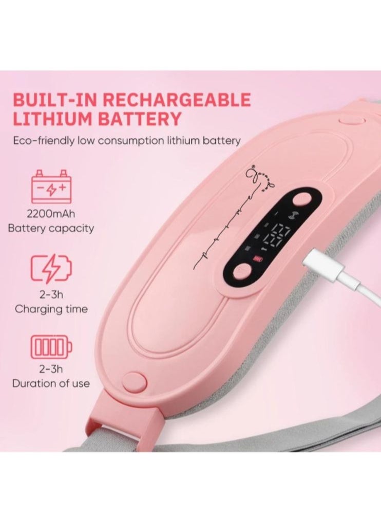 Menstrual Electric Heating Pad Women Warm Belt Hot Water Bag Waistband Device Adjustable 4-Speed ​​Rechargeable Heating Cramp Belt Massage Warm Waist Belt for Menstrual Period Cramps Stomach Tummy Pain