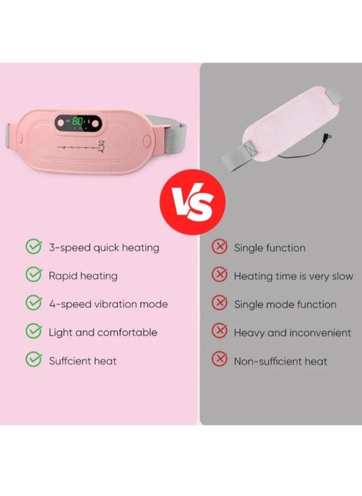 Menstrual Electric Heating Pad Women Warm Belt Hot Water Bag Waistband Device Adjustable 4-Speed ​​Rechargeable Heating Cramp Belt Massage Warm Waist Belt for Menstrual Period Cramps Stomach Tummy Pain