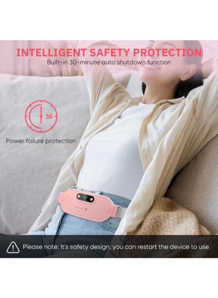 Menstrual Electric Heating Pad Women Warm Belt Hot Water Bag Waistband Device Adjustable 4-Speed ​​Rechargeable Heating Cramp Belt Massage Warm Waist Belt for Menstrual Period Cramps Stomach Tummy Pain