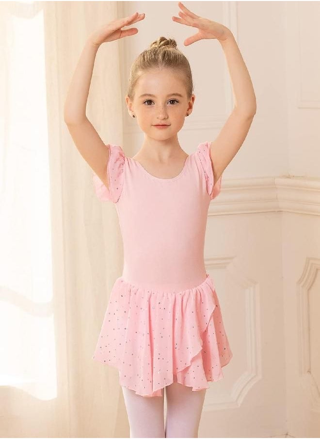 Arshiner Girls Ruffle Sleeve Ballet Dance Dress Crisscross Back Tutu Skirted Leotard