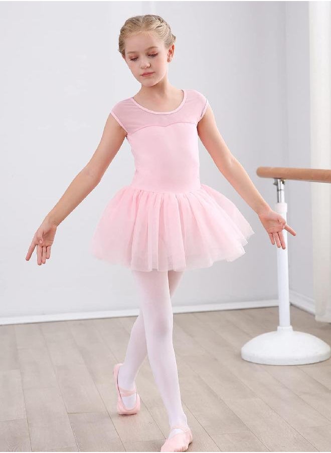 Stelle Girls Ballet Leotards Dance Tutu Skirt Dress Outfit (Toddler/Little Kid/Big Kid) (Ballet Pink (Mesh cap sleeve), 2-3T)