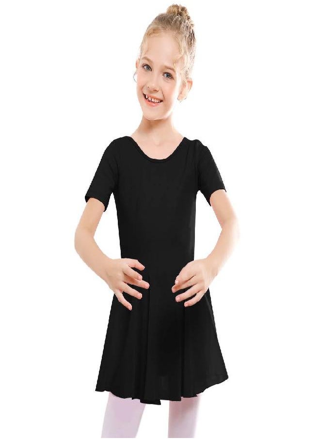 Stelle Girls Ballet Leotards Dance Dress Skirted Toddler Ballet Outfit Criss-Cross Back (Toddler/Little Girl/Big Girl) (Black, 4T)