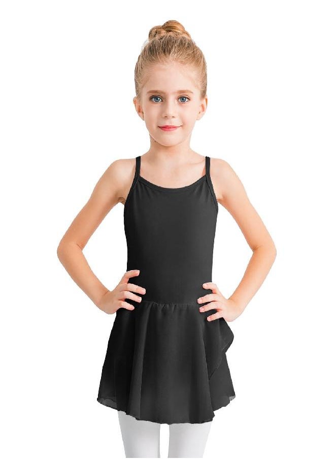 Stelle Ballet Leotards for Girls Dance Camisole Dress Skirted Ballerina Outfits Sleeveless (Toddler/Little Girl/Big Girl) (Black, 3-4T)