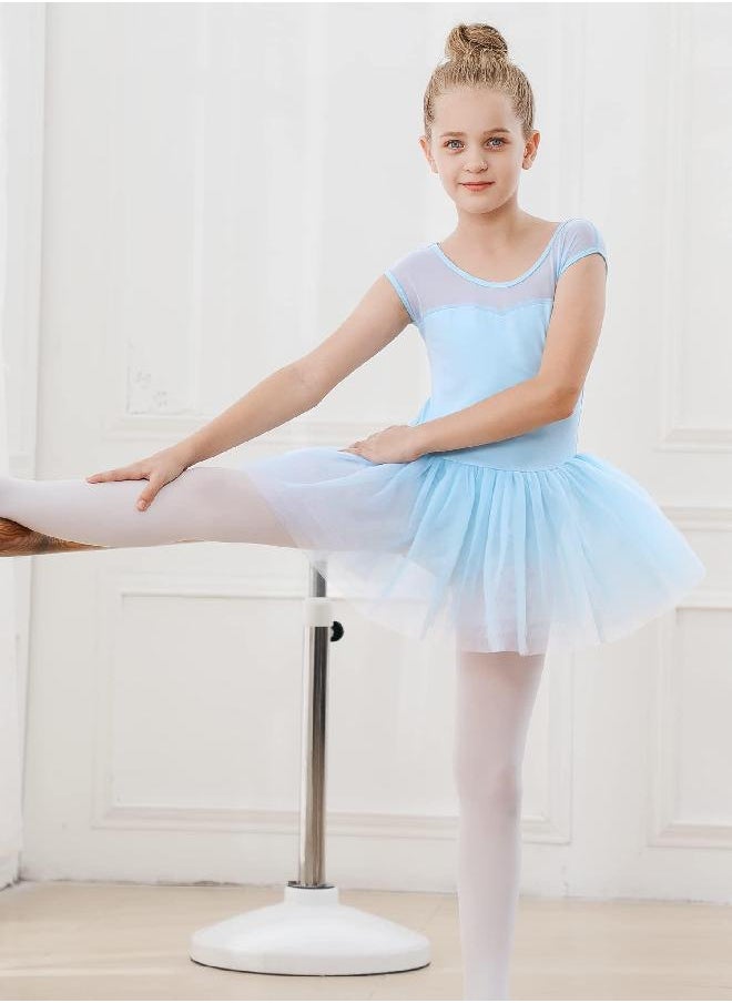 Stelle Girls Ballet Leotards Dance Tutu Skirt Dress Outfit (Toddler/Little Kid/Big Kid) (Blue (Mesh cap sleeve), 5T)