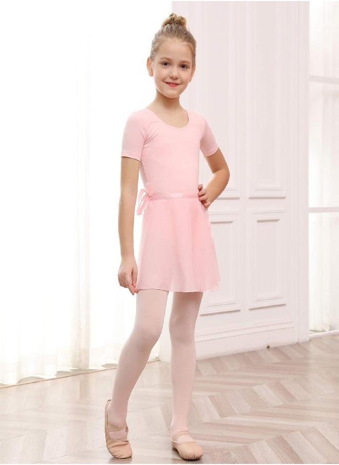 Stelle Girls Bow Back Dance Active Dress Ballet Leotard Combo with Dance Skirt and Dance Tight (Ballet Pink,110, 6 Years)