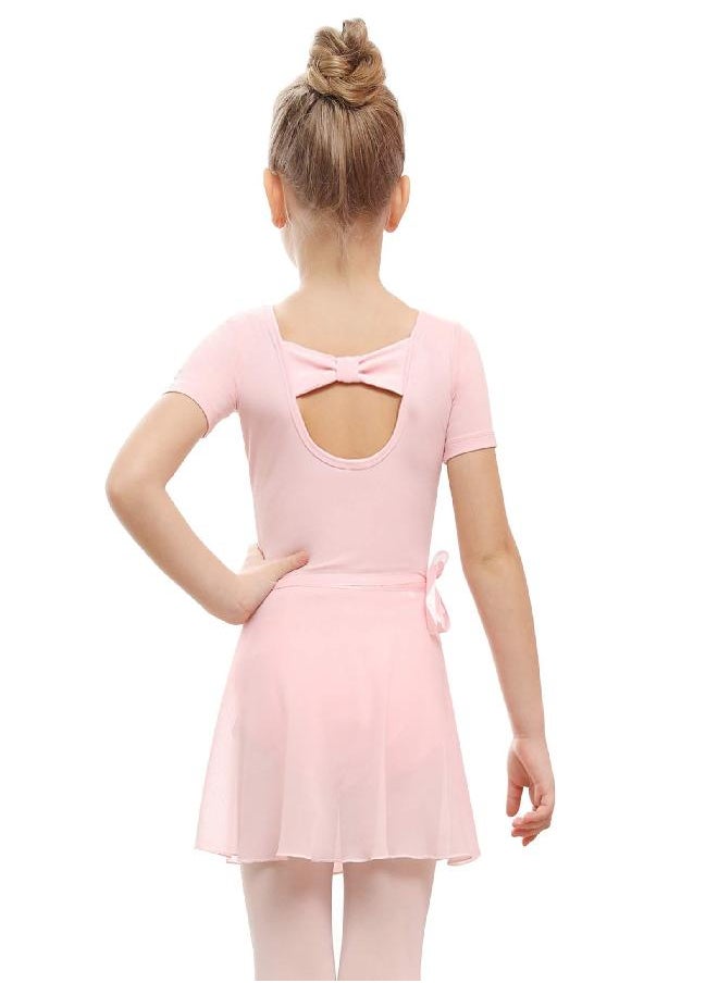 Stelle Girls Bow Back Dance Active Dress Ballet Leotard Combo with Dance Skirt and Dance Tight (Ballet Pink,110, 6 Years)