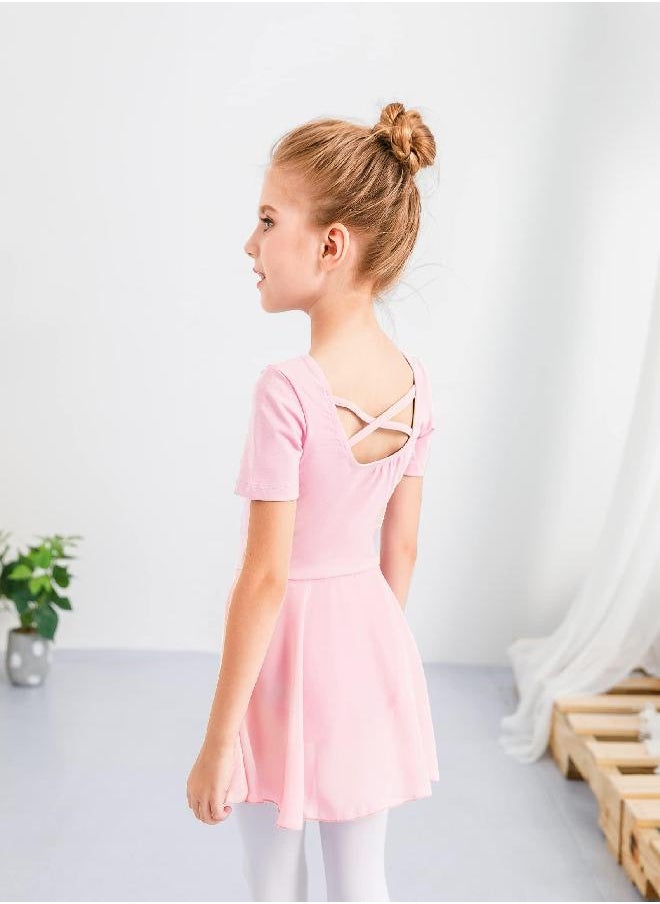 Stelle Girls Ballet Leotards Dance Dress Skirted Toddler Ballet Outfit Criss-Cross Back (Toddler/Little Girl/Big Girl) (Ballet Pink, 2-3T)