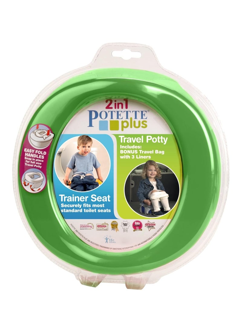 2-in-1 Travel Potty Trainer Seat, Green