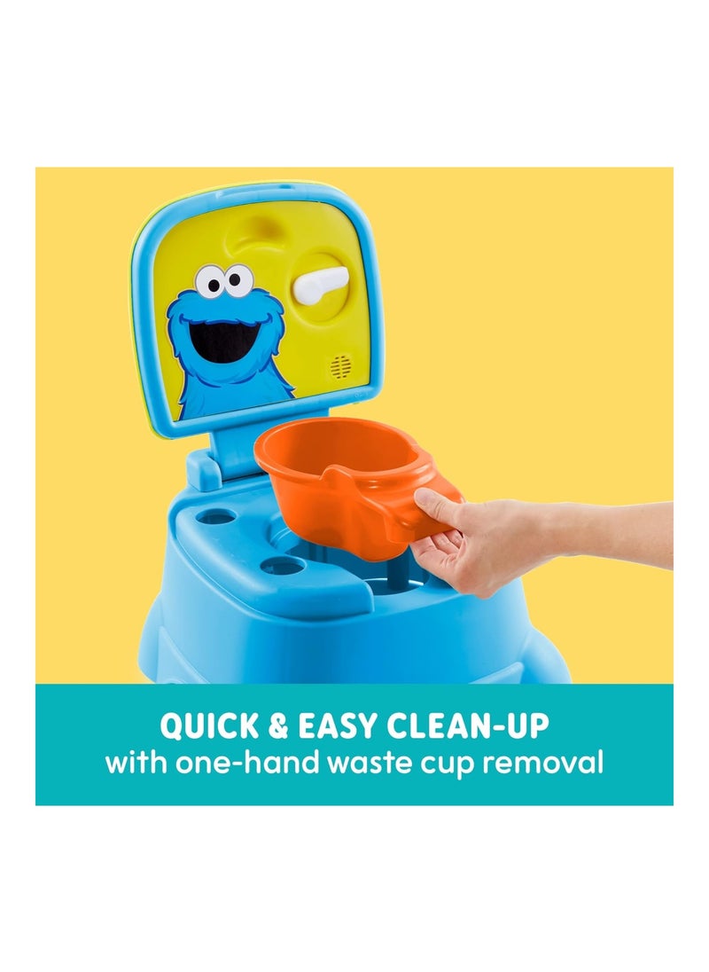 Cookie Monster Terrific 3-In-1 Potty Training Chair, Toilet Seat Trainer, And Step Stool, Easy Clean, Pretend Flush Handle, Gender Neutral