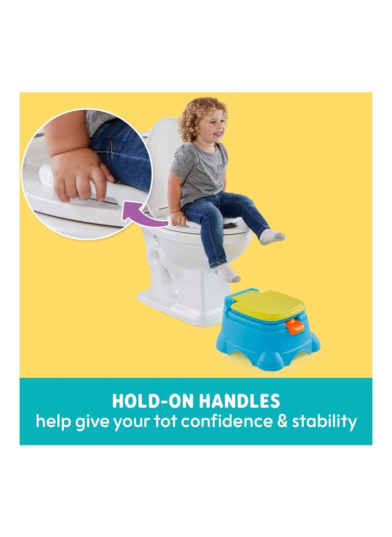 Cookie Monster Terrific 3-In-1 Potty Training Chair, Toilet Seat Trainer, And Step Stool, Easy Clean, Pretend Flush Handle, Gender Neutral