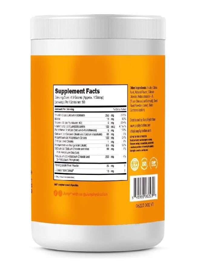 JUNP Hydration Electrolyte Powder, Electrolytes Drink Mix, Hydration Mix, Sugar Free, Gluten Free, 0 Calories, 0 Carbs, Keto Friendly, Kosher, 90 Servings. (Orange)