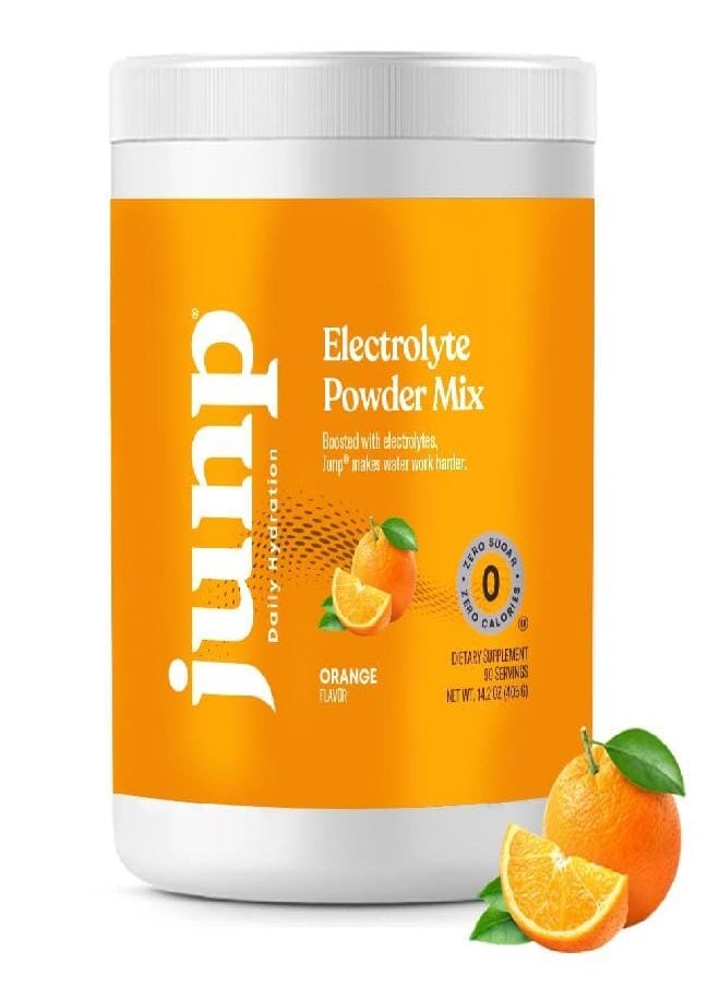 JUNP Hydration Electrolyte Powder, Electrolytes Drink Mix, Hydration Mix, Sugar Free, Gluten Free, 0 Calories, 0 Carbs, Keto Friendly, Kosher, 90 Servings. (Orange)