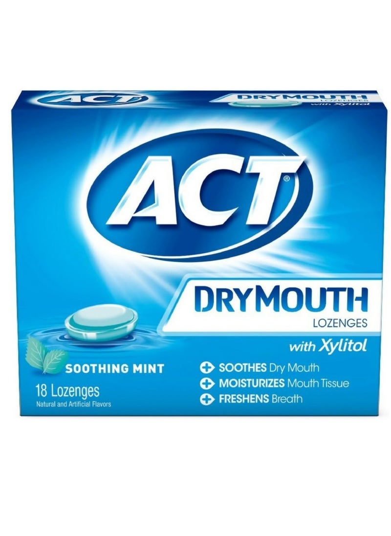 ACT Dry Mouth Soothing Mint Lozenges 18 ea ( Pack of 4)