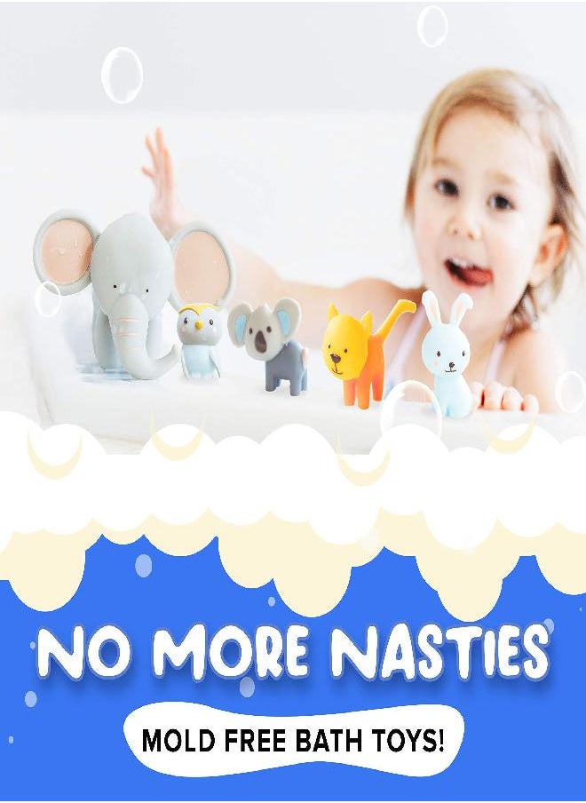 Mold Free Bath Toys for Babies and Toddlers, Animal No Hole Bath Toys, Non Squirting Bath Toys no Mold for Tub,Beach,Pool, BPA-Free, Dishwasher-Safe, Infant Bath Toys No Holes 0 1 3 6 12 18 Months