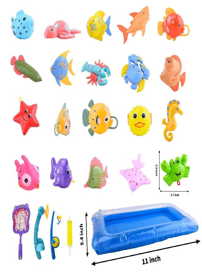 JOYIN 2022 Christmas 24 Days Countdown Advent Calendar with Fishing Toys Bath Game for Kids Toddlers, Magnetic Fishing Game Toy with Fishing Pole and Inflatable Pool Water Play Toy