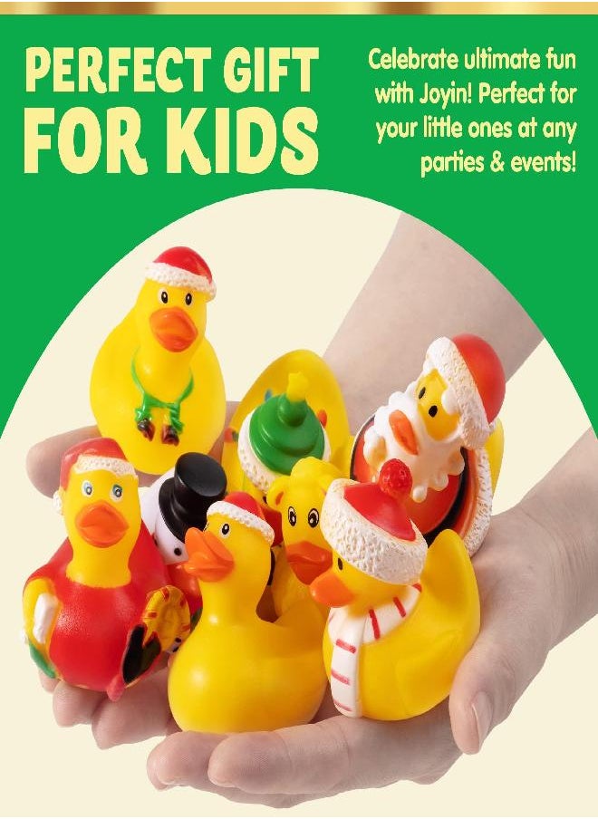 JOYIN 12 Pcs Christmas Rubber Duckies Bath Toys for Christmas Goodie Bag Stuffers and Baby Showers, Girls and Toddlers Christmas Party Favor Xmas Gifts