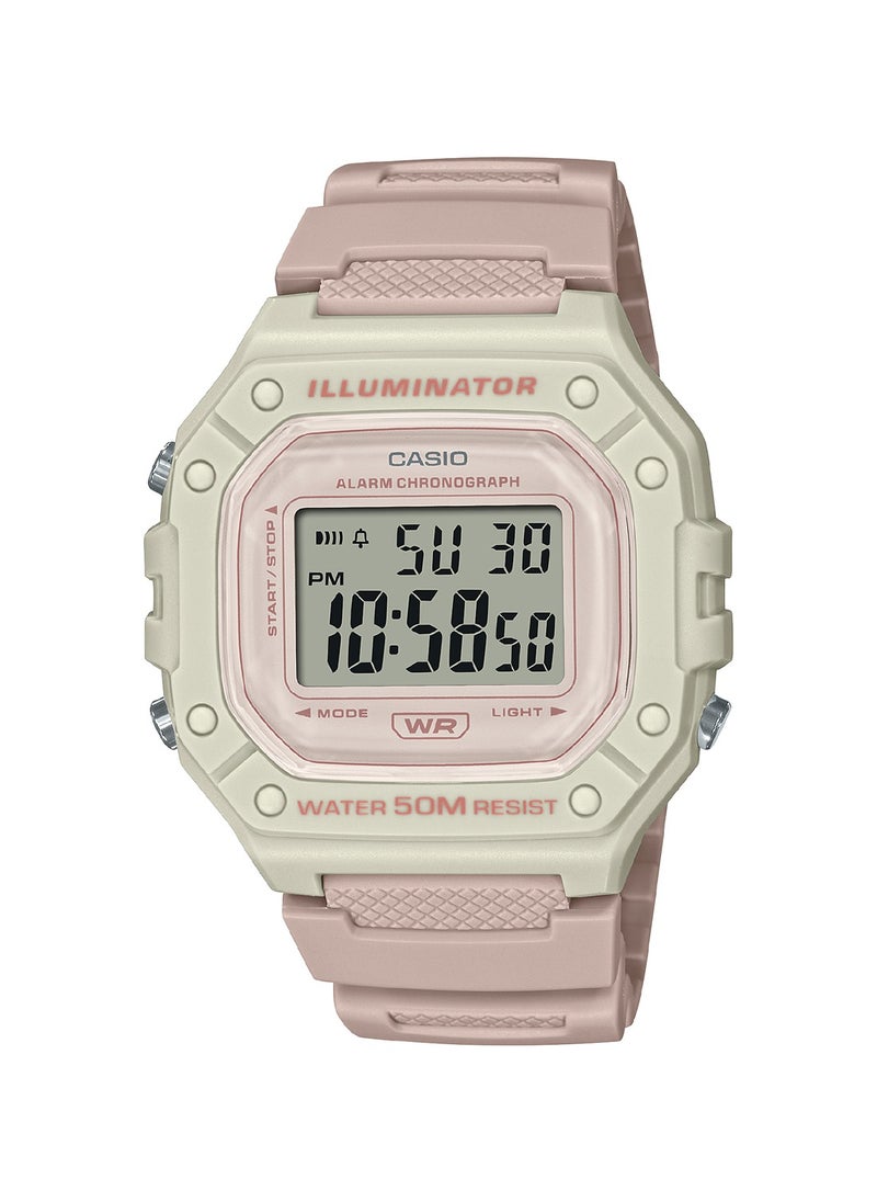 Unisex Hexagon Shape Digital Resin Wrist Watch W-218HC-4A2VDF - 44mm - Pink