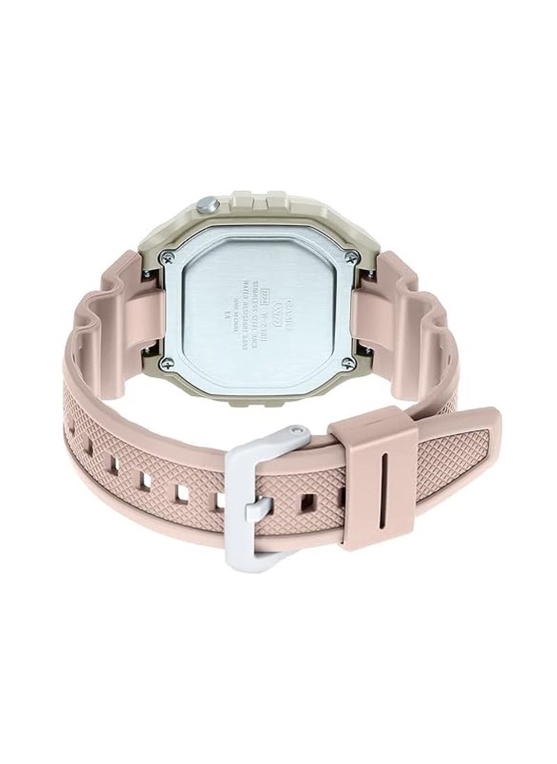 Unisex Hexagon Shape Digital Resin Wrist Watch W-218HC-4A2VDF - 44mm - Pink