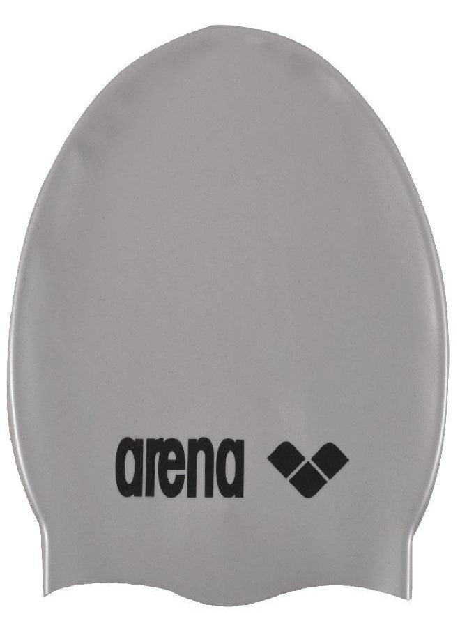 Classic Youth Silicone Unisex Swim Cap For Boys And Girls, Silver / Black, One Size