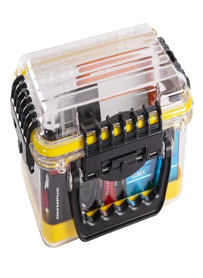 Guide Series 3700 Field Box Waterproof Case, Blue, Large, Waterproof Dry Box With Wrist Strap For Boat, Kayak, And Camping, Outdoor Gear Storage, Clear/Yellow