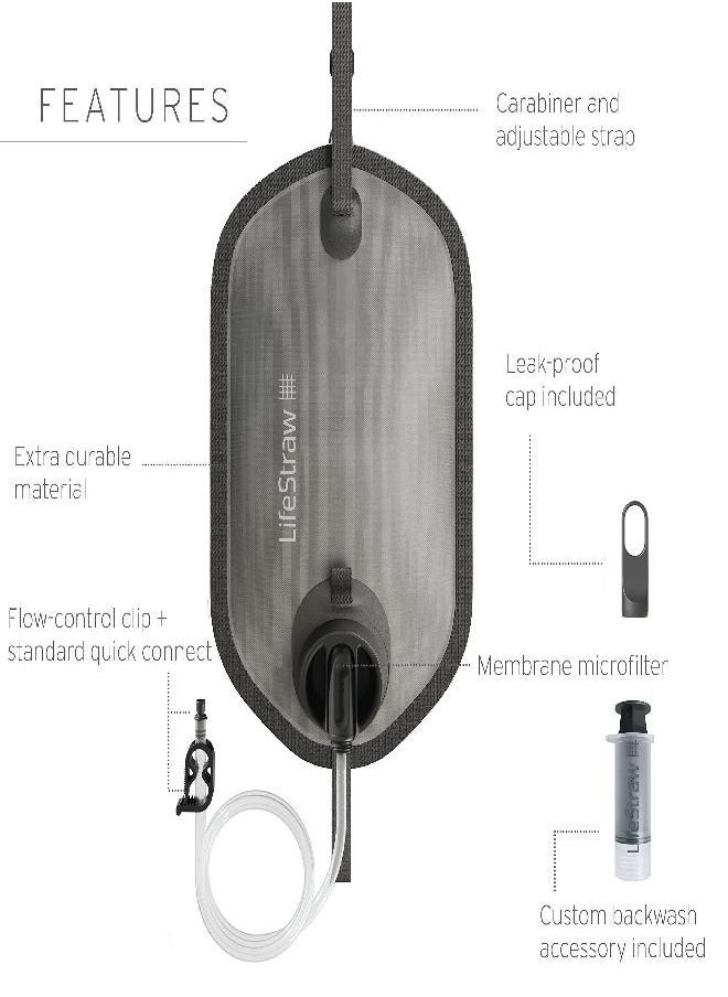 Peak Series Compact Gravity Water Filter System; 3L; Mountain Blue