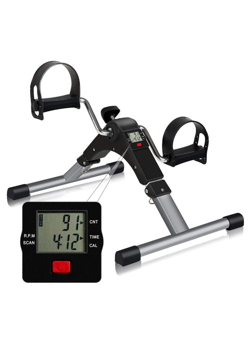 Pedal Exerciser Digital Foldable Mini Foot Leg Fitness Pedal Exerciser Arm and Leg Pedal Exerciser Variable Resistance