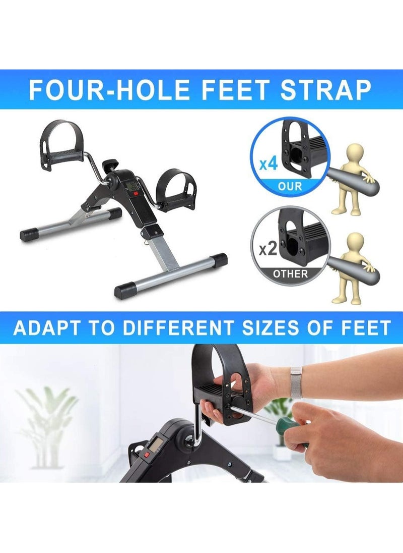 Pedal Exerciser Digital Foldable Mini Foot Leg Fitness Pedal Exerciser Arm and Leg Pedal Exerciser Variable Resistance