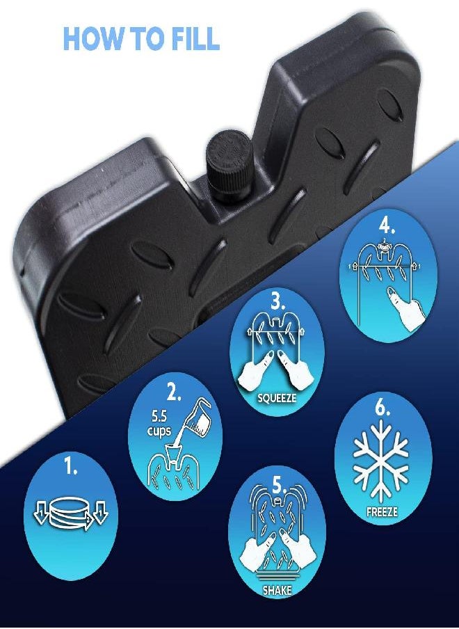 Black Ice Large Ice Packs For Coolers - Long Lasting Design - Refreezable Reusable Cooler Ice Pack (2)