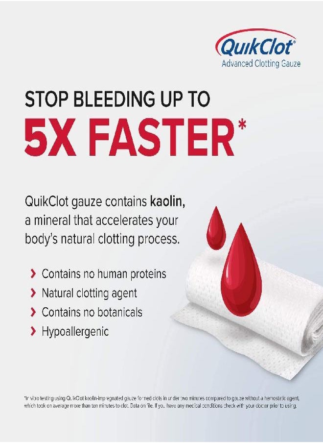 QuikClot Advanced Clotting Gauze - 3 x 24 in (2 Strips)