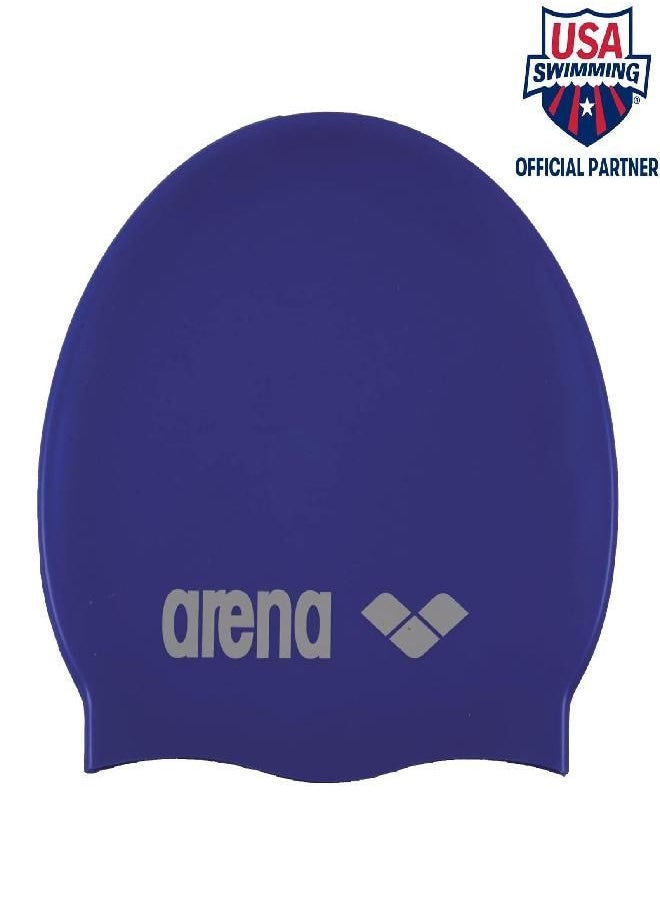 Arena Silicone Unisex Swim Cap for Women and Men, Prints and Solid Colors, Skyblue / White, Adult