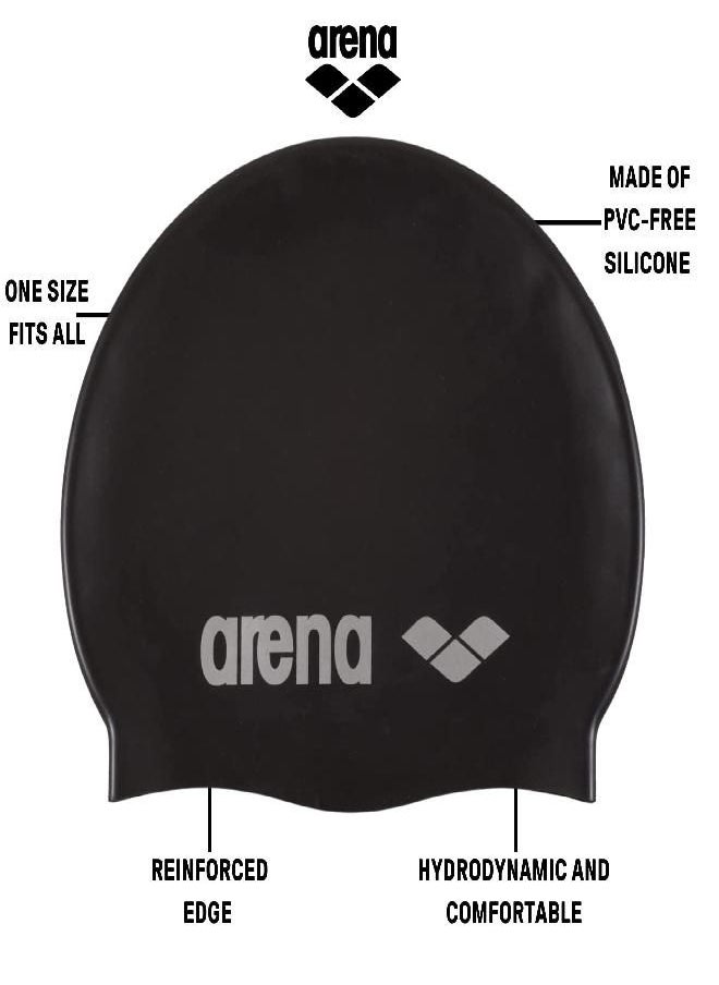 Arena Silicone Unisex Swim Cap for Women and Men, Prints and Solid Colors, Skyblue / White, Adult
